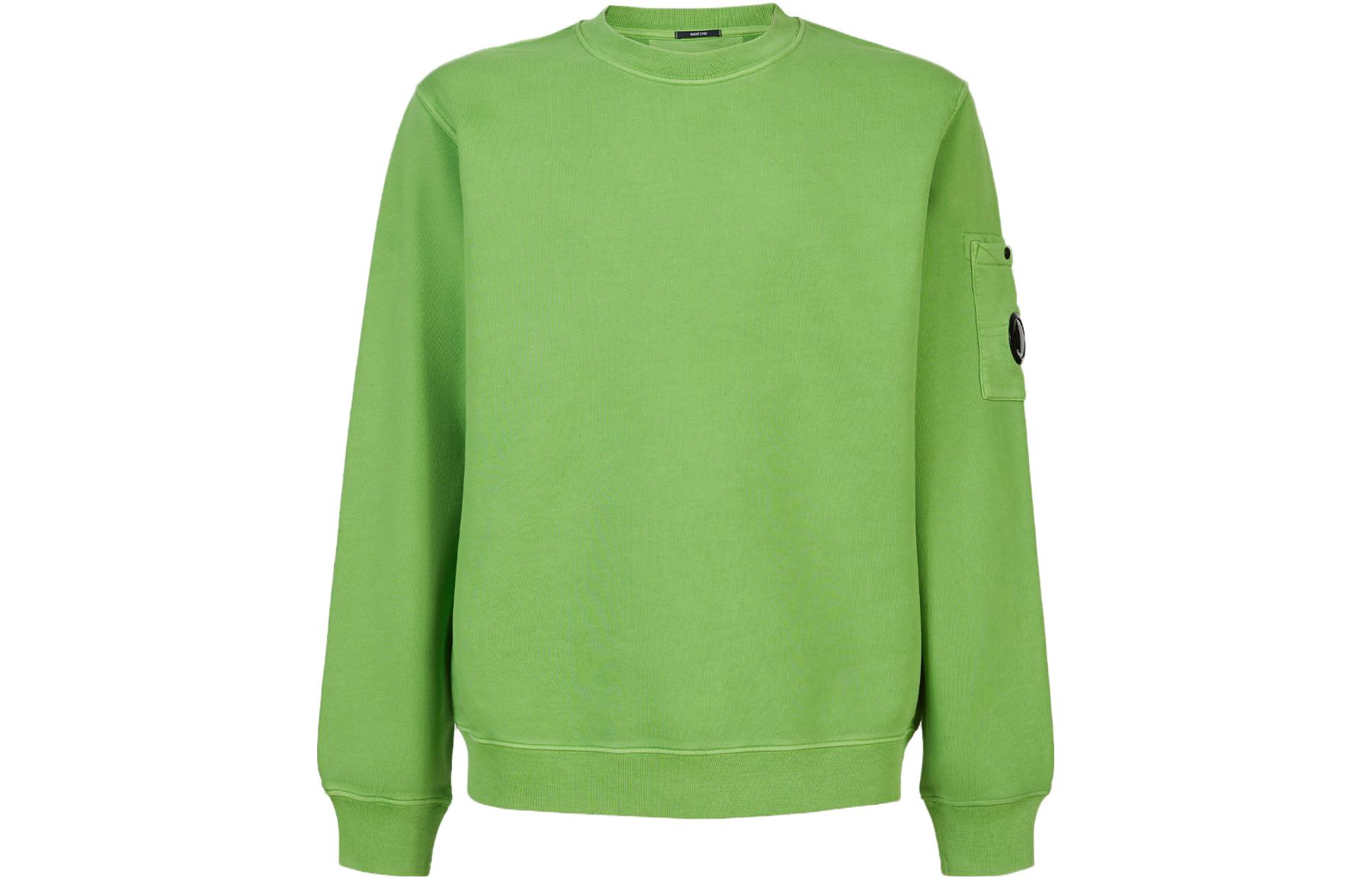 C.P. Company FW23 Classic Green Lens Sleeve Logo Crewneck Sweatshirt 15CMSS008A006372R617