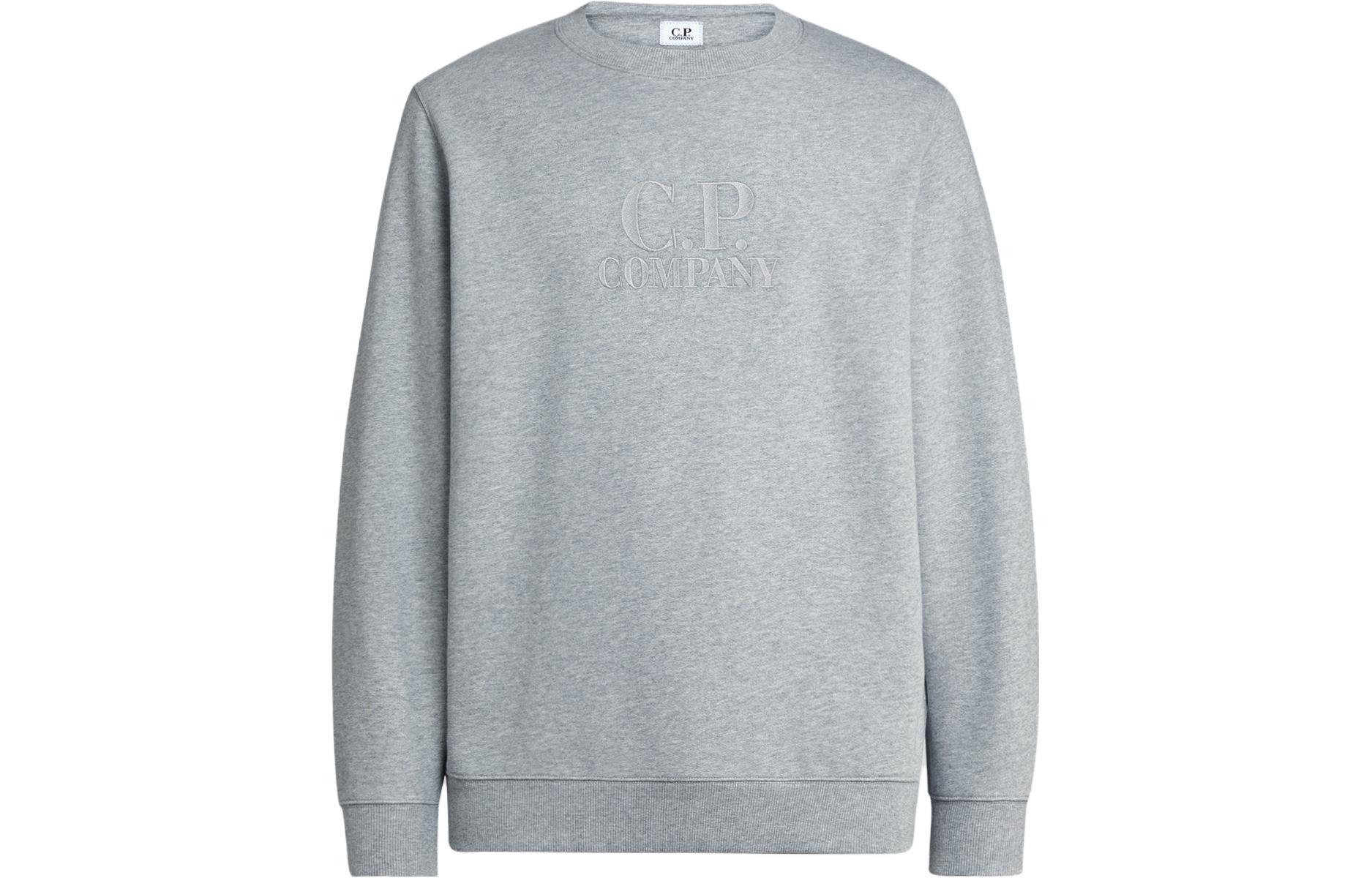C.P. Company FW23 Crewneck Sweatshirt with Embroidered Logo in Grey 15CMSS113A005086WM93