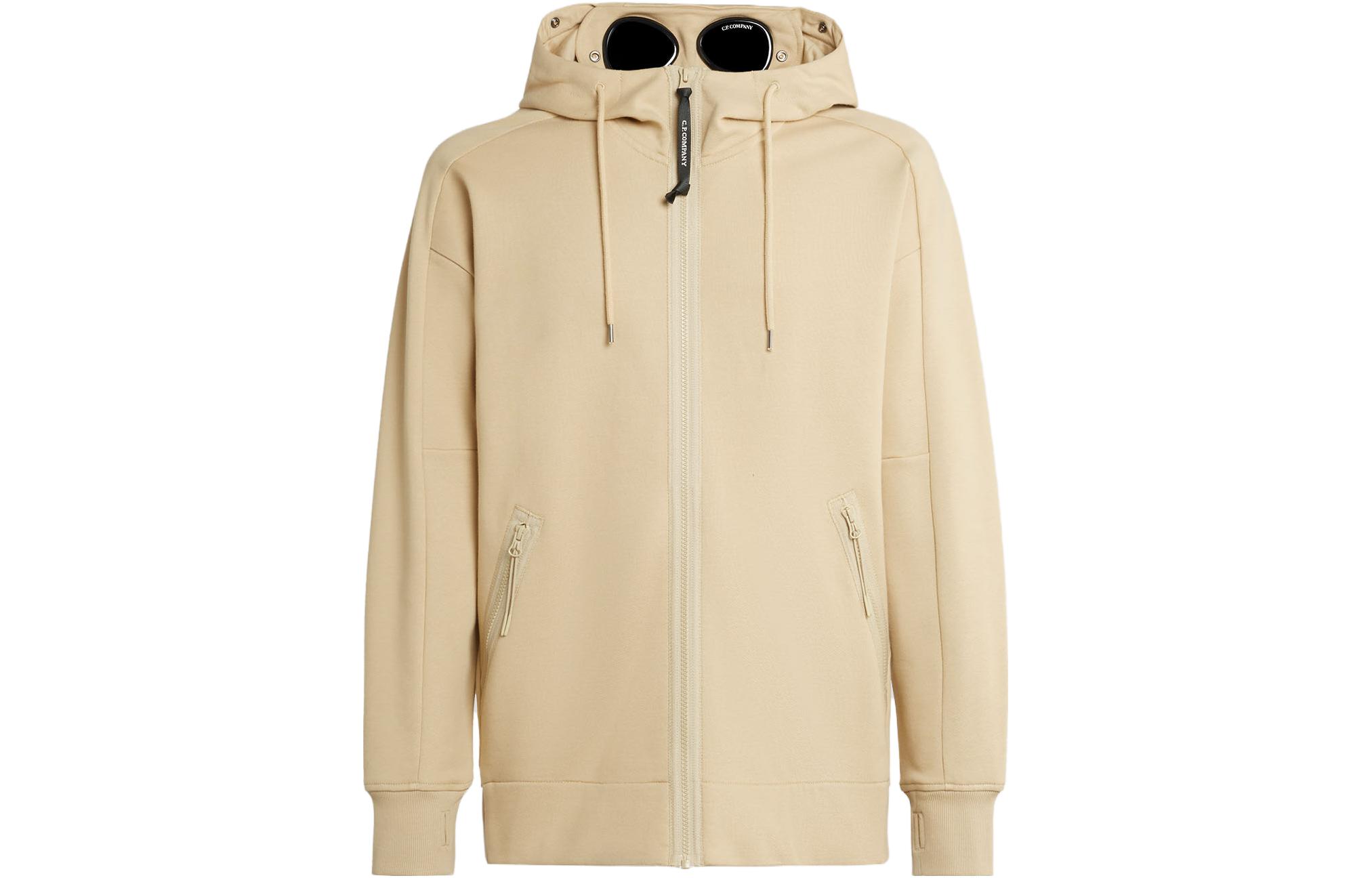 C.P. Company FW23 Desert Yellow Goggle Hoodie Fleece Jacket Mens 15CMSS082A005086W317