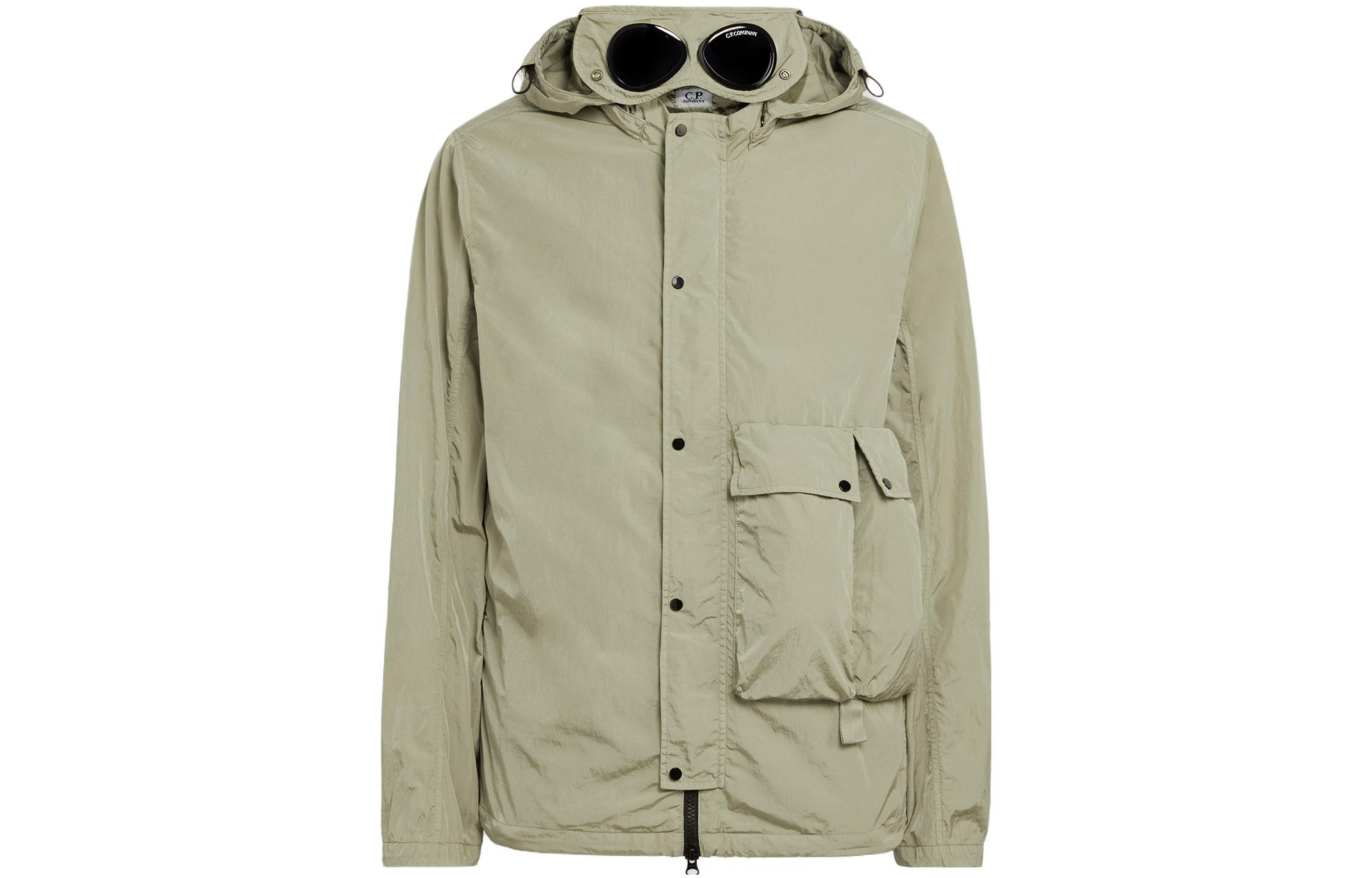 C.P. Company FW23 Full-Zip Detachable Goggle Hooded Jacket Sage Silver 15CMOS029A005904G335