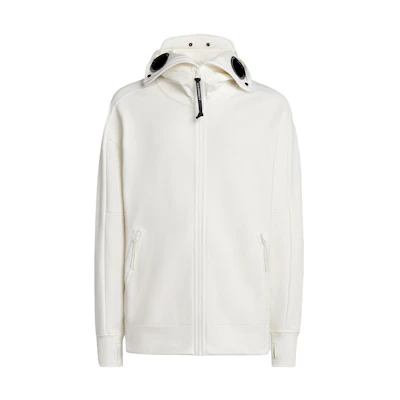C.P. Company FW23 Full-Zip Goggle Hoodie Men’s Sweater - Yarn White 15CMSS062A005086W103