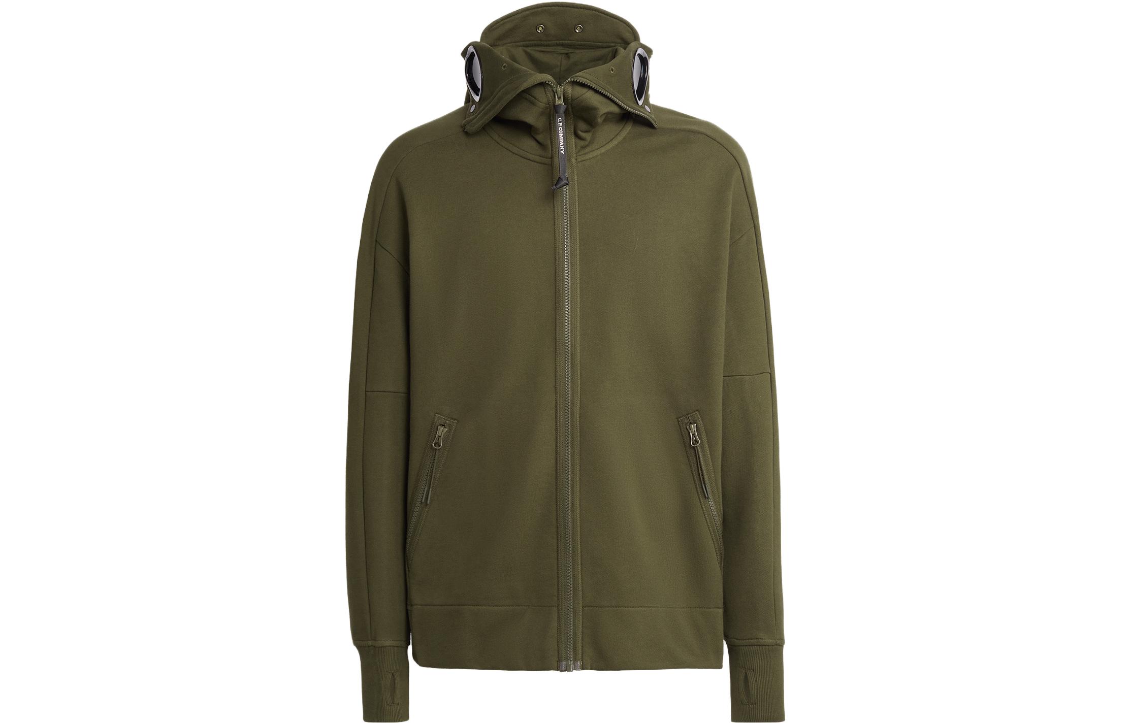 C.P. Company FW23 Goggle Full-Zip Hoodie Ivy Green Casual Wear 15CMSS062A005086W683