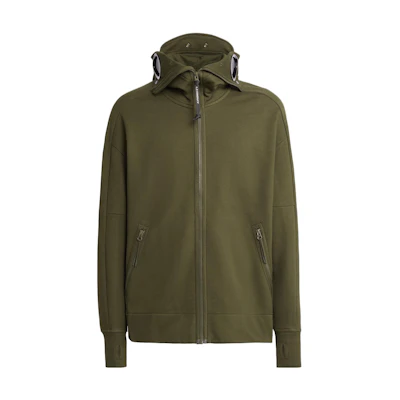 C.P. Company FW23 Goggle Full-Zip Hoodie Ivy Green Casual Wear 15CMSS062A005086W683