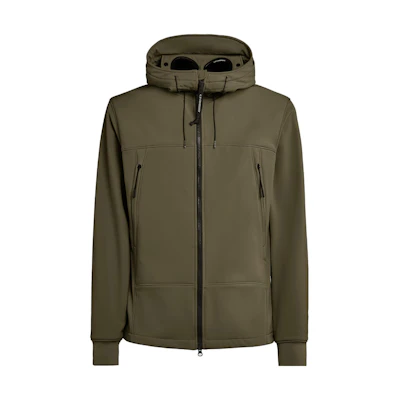 C.P. Company FW23 Goggle Hooded Softshell Jacket Ivy Green Outerwear 15CMOW002A006097A683