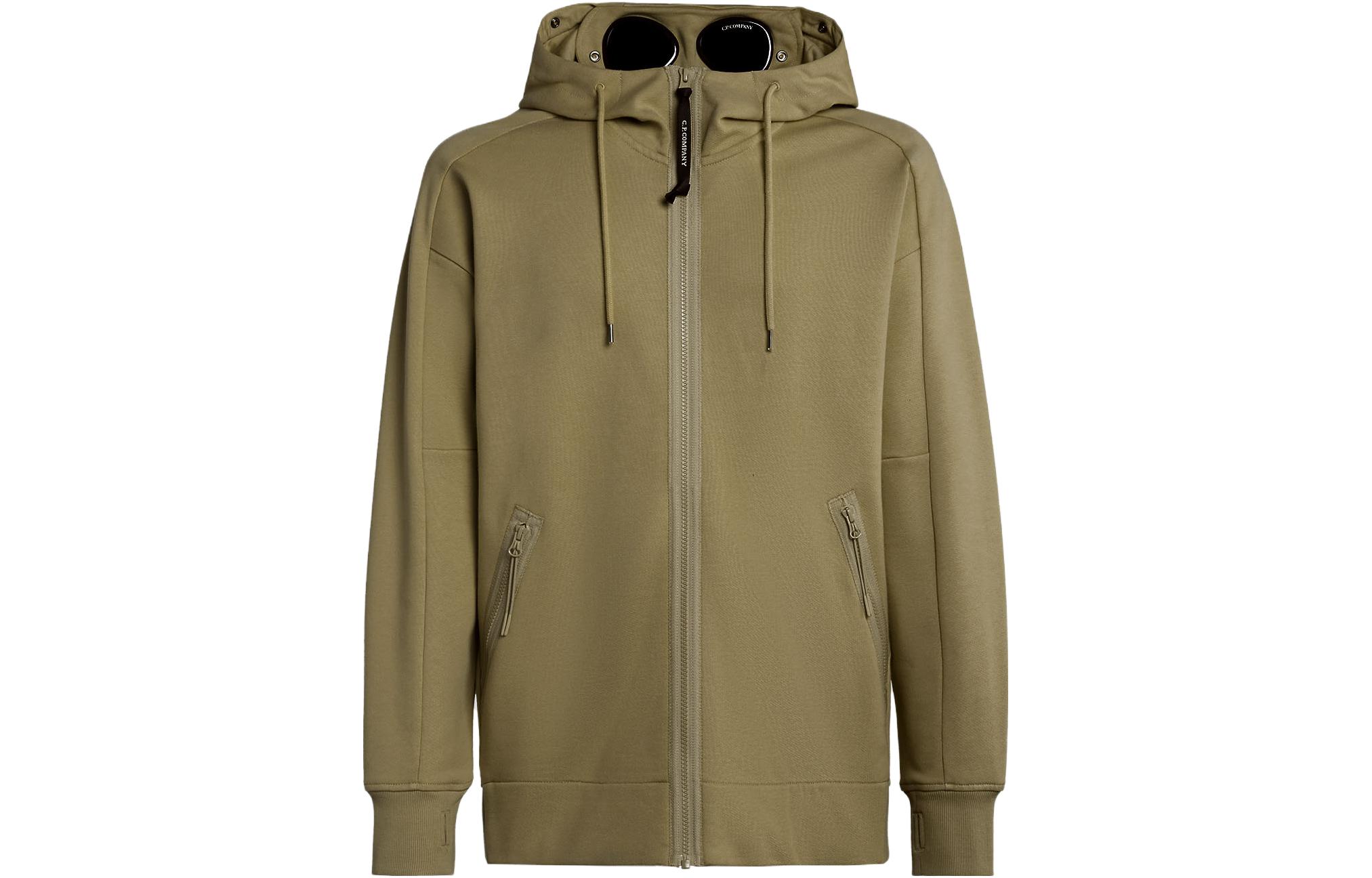 C.P. Company FW23 Goggle Hoodie Brown Fleece Jacket 15CMSS082A005086W653