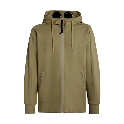C.P. Company FW23 Goggle Hoodie Brown Fleece Jacket 15CMSS082A005086W653