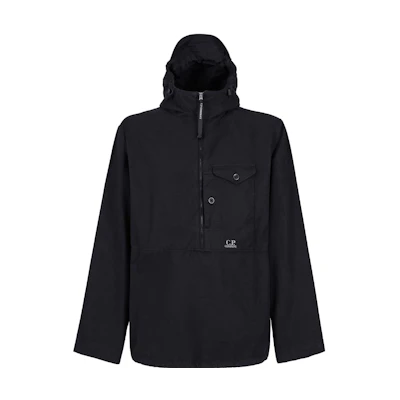 C.P. Company FW23 Half-Zip Hooded Jacket Black Mens 15CMSH164A002824G999