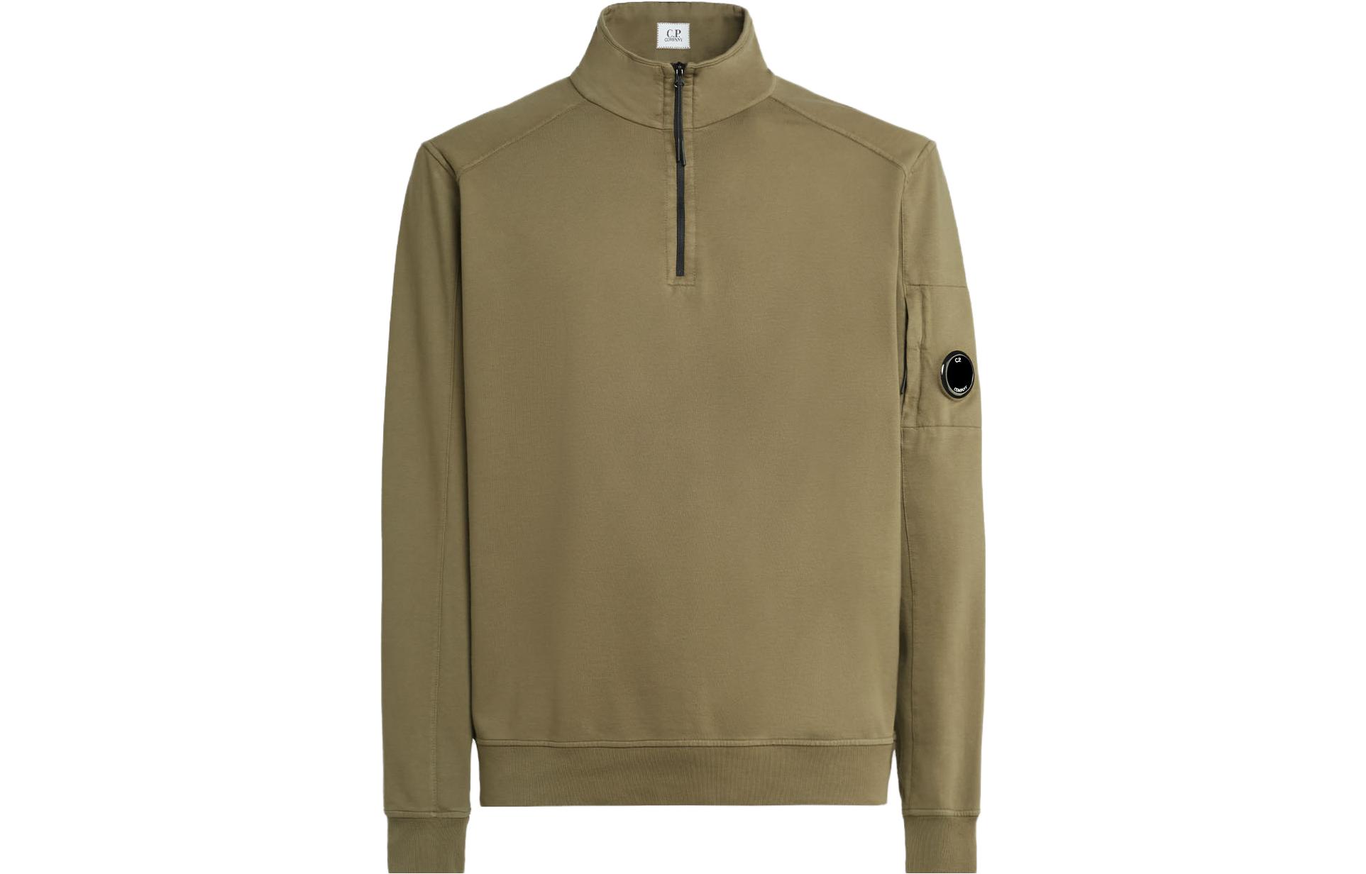 C.P. Company FW23 Half-Zip Ribbed Collar Sweatshirt Walnut Brown 15CMSS035A002246G653