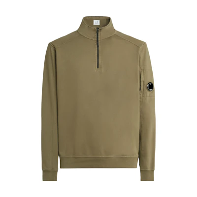 C.P. Company FW23 Half-Zip Ribbed Collar Sweatshirt Walnut Brown 15CMSS035A002246G653