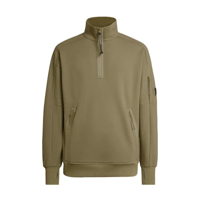 C.P. Company FW23 Half-Zip Ribbed Sweatshirt Brown for Men 15CMSS081A005086W653