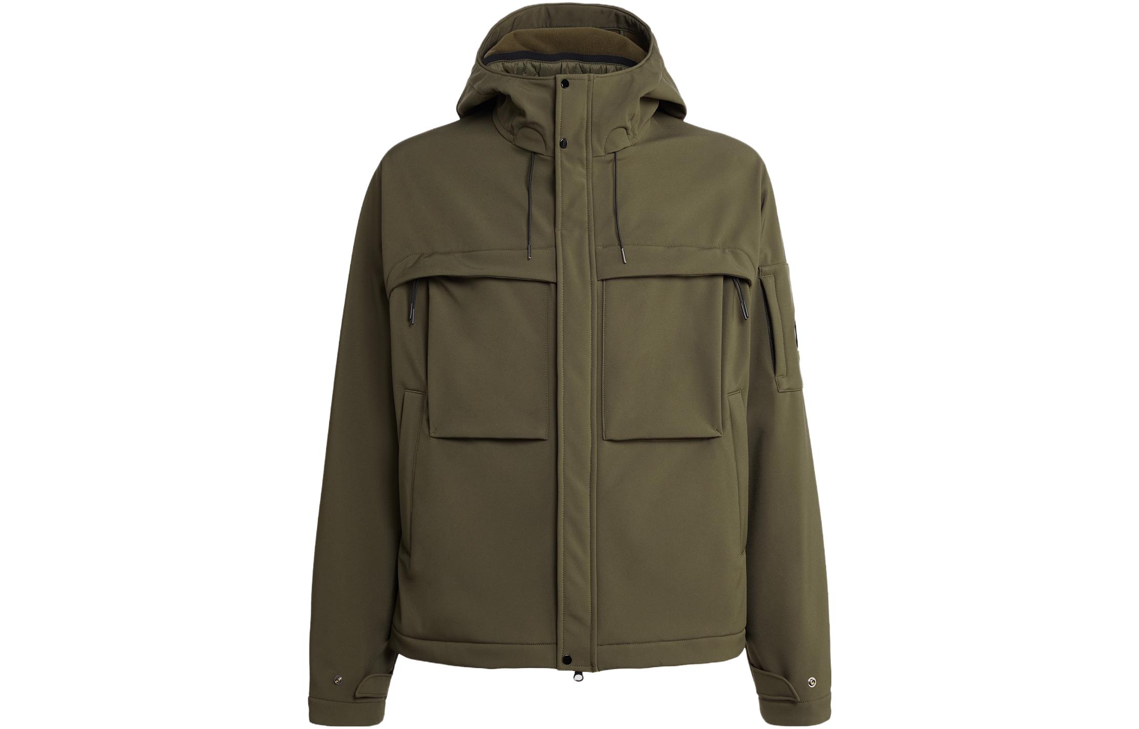 C.P. Company FW23 Ivy Green CP Shell-R Hoodie Jacket with Chest Pocket Design 15CMOW007A006097A683