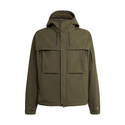 C.P. Company FW23 Ivy Green CP Shell-R Hoodie Jacket with Chest Pocket Design 15CMOW007A006097A683