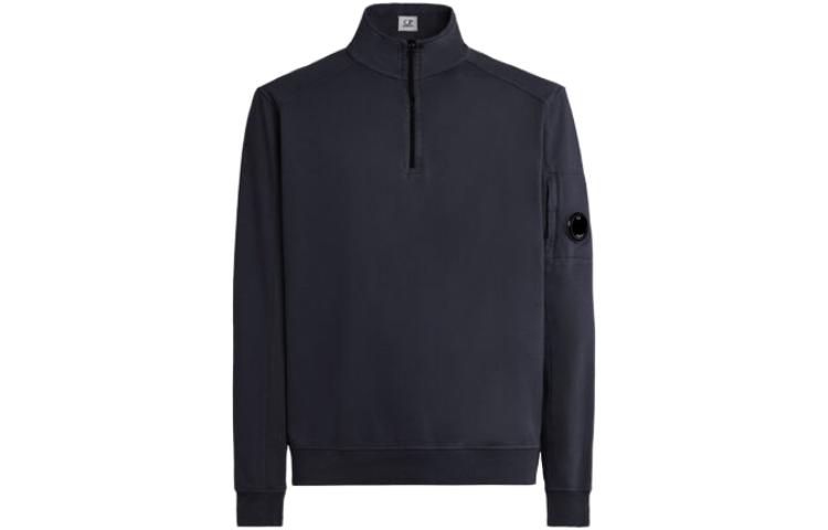 C.P. Company FW23 Light Fleece Half-Zip Sweatshirt Solid High-Neck Pullover Men 15CMSS035A002246G888