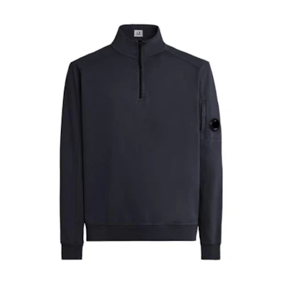 C.P. Company FW23 Light Fleece Half-Zip Sweatshirt Solid High-Neck Pullover Men 15CMSS035A002246G888
