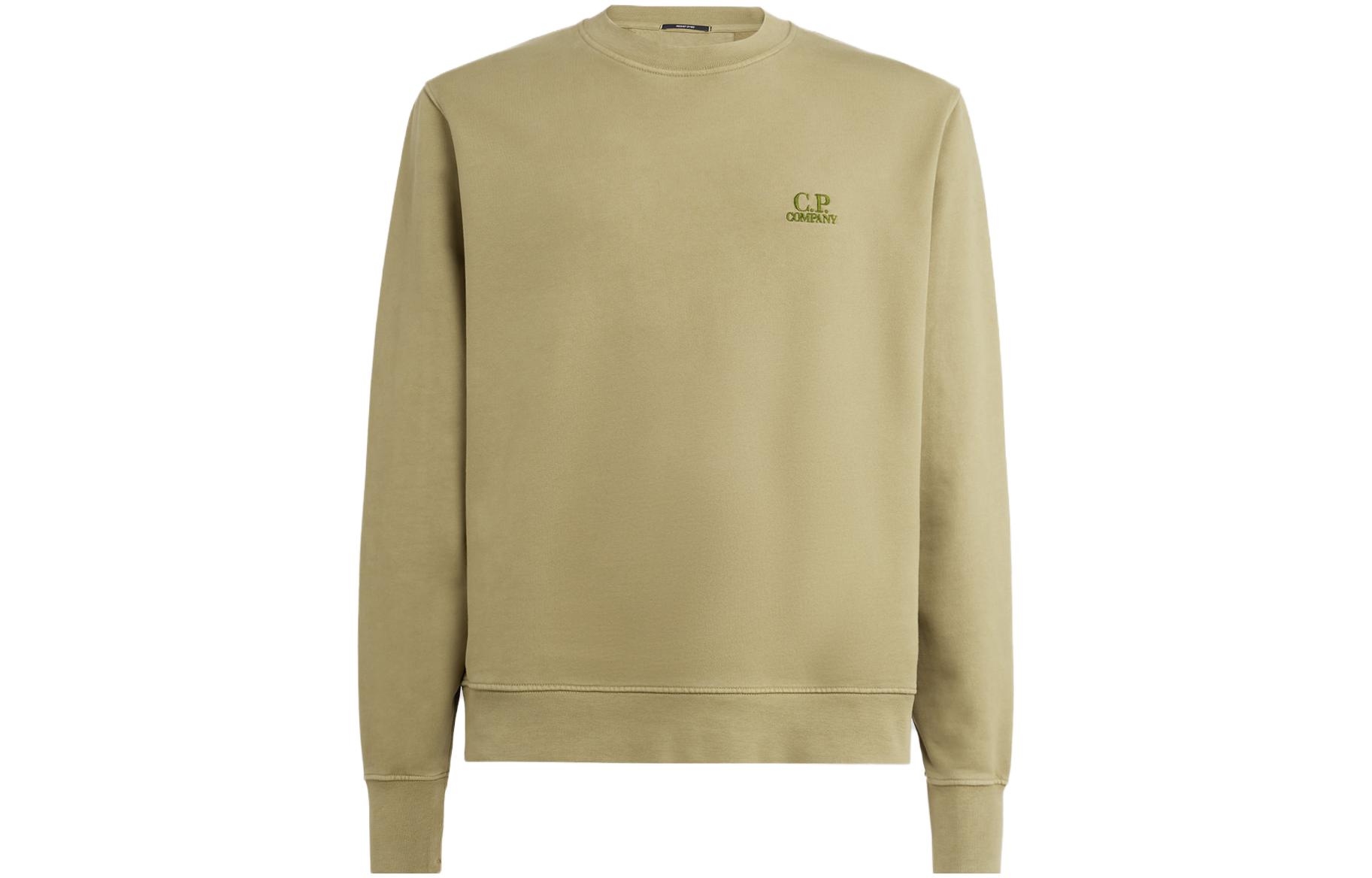 C.P. Company FW23 Olive Green Crewneck Sweatshirt with Logo Details 15CMSS008B006372R621
