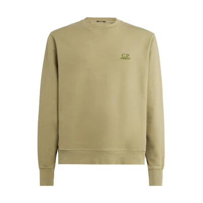 C.P. Company FW23 Olive Green Crewneck Sweatshirt with Logo Details 15CMSS008B006372R621