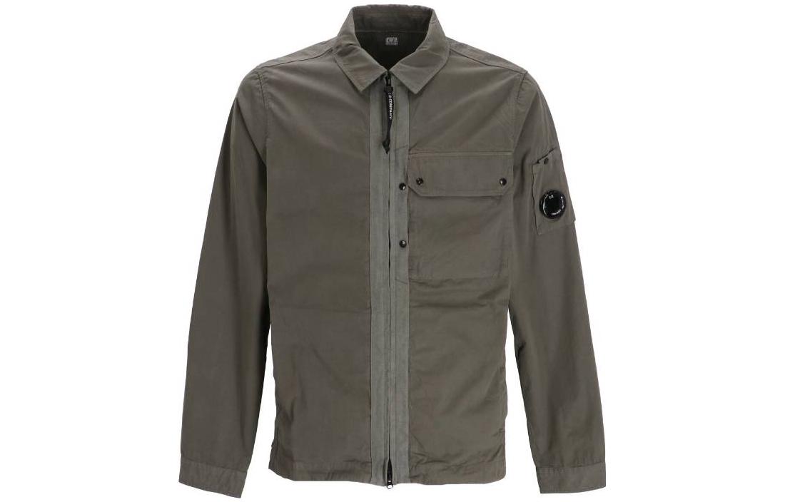 C.P. Company FW23 Olive Solid Zip-Up Collar Long Sleeve Jacket 13CMSH189A006069G669