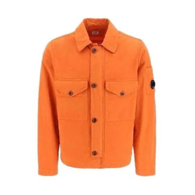 C.P. Company FW23 Orange Zip-Up Collared Jacket 14CMOS247A006354G-439