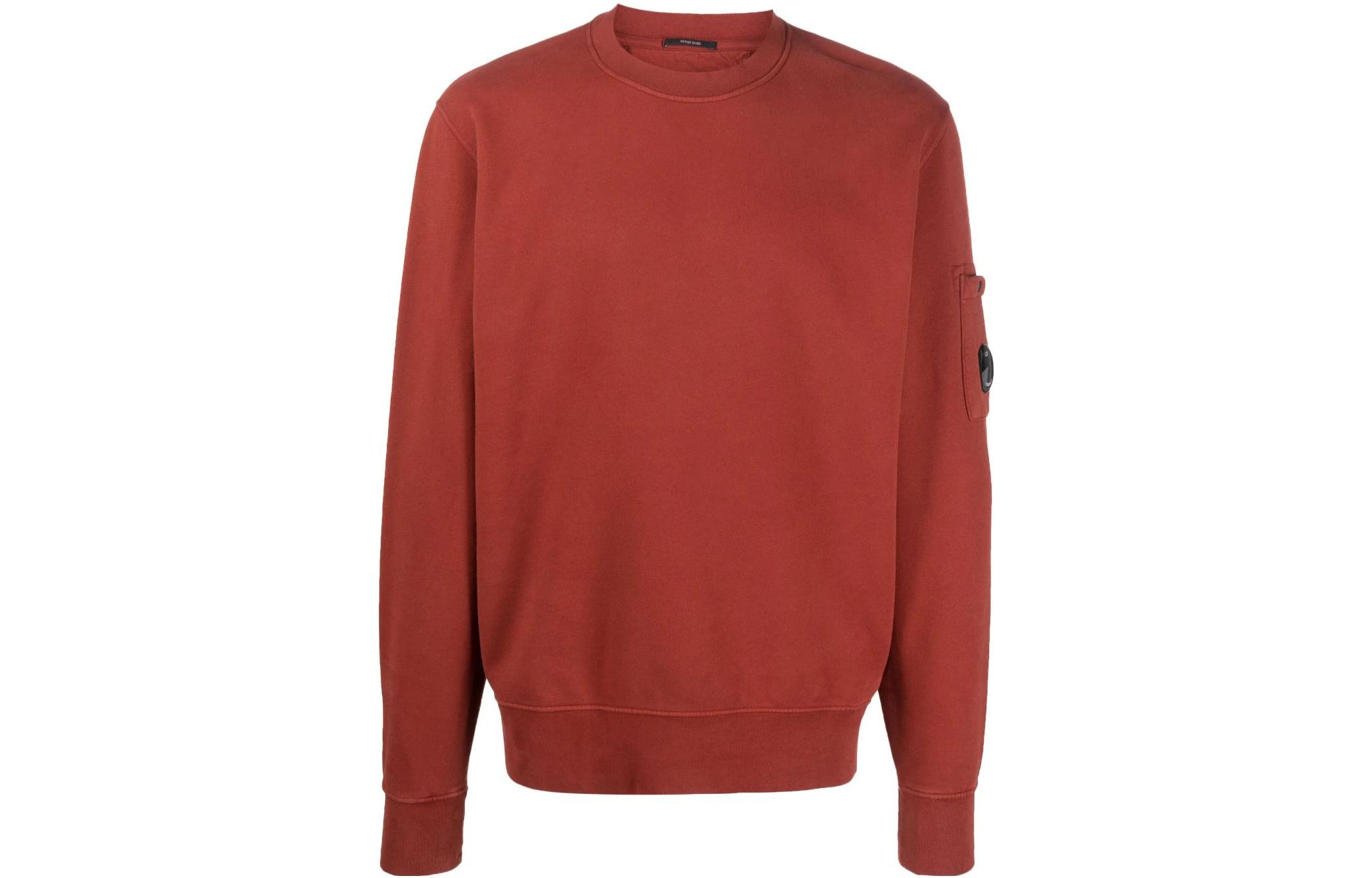 C.P. Company FW23 Plain Crewneck Long-Sleeve Pullover Sweatshirt Dark Orange 15CMSS008A006372R560