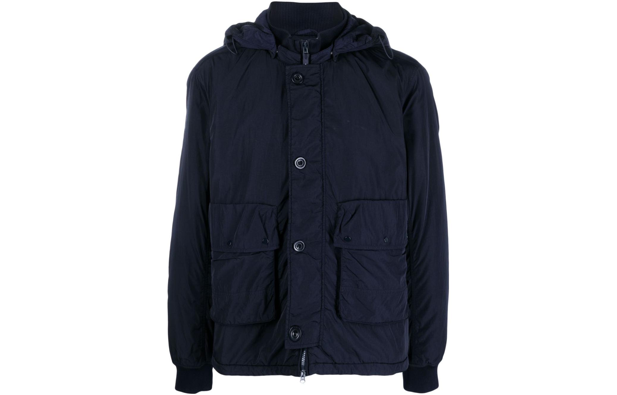 C.P. Company FW23 Plain Navy Blue Casual Hooded Jacket 15CMOW020A005904G888