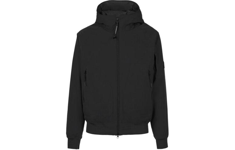 C.P. Company FW23 Pro-Tek Hooded Jacket Black Zippered Long Sleeve Coat 15CMOW173A004117A999