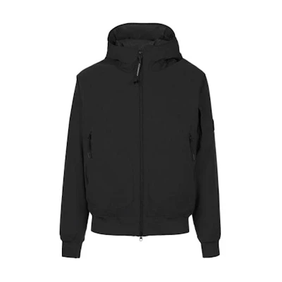 C.P. Company FW23 Pro-Tek Hooded Jacket Black Zippered Long Sleeve Coat 15CMOW173A004117A999