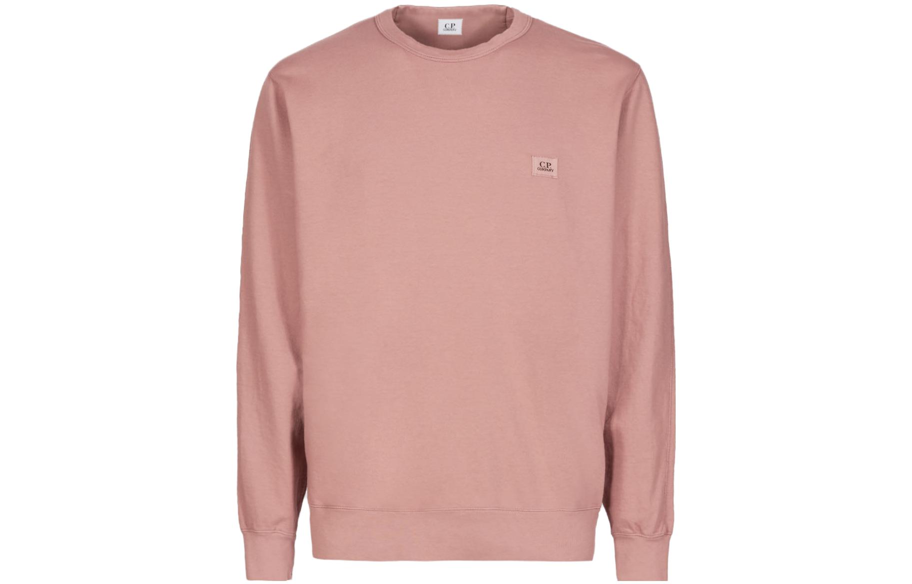 C.P. Company FW23 Ribbed Knit Logo Crewneck Sweatshirt Cedarwood Pink 15CMSS096A002246G476
