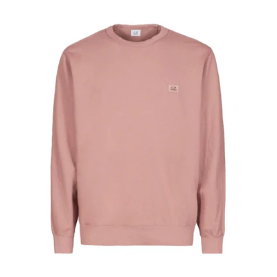 C.P. Company FW23 Ribbed Knit Logo Crewneck Sweatshirt Cedarwood Pink 15CMSS096A002246G476