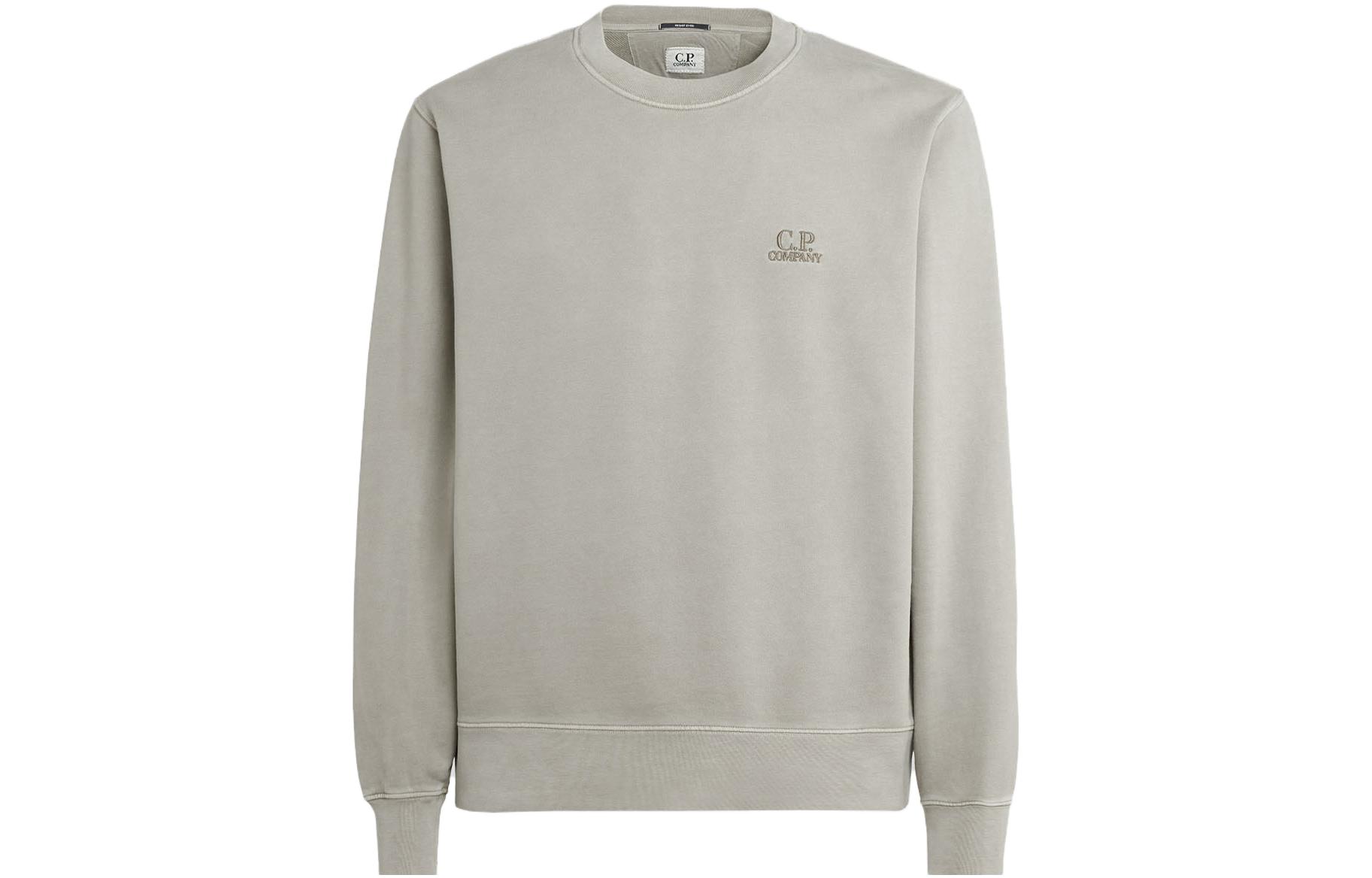 C.P. Company FW23 Sage Silver Logo Crewneck Sweatshirt 15CMSS008B006372R335