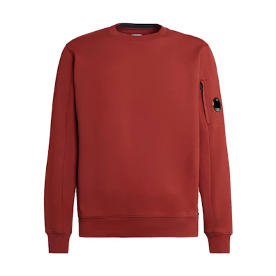C.P. Company FW23 Solid Lens Detail Crewneck Sweatshirt Tomato Red 15CMSS022A005086W560