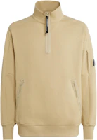 C.P. Company FW23 Solid Ribbed Half-Zip Pullover Sweatshirt Desert Yellow Men 15CMSS081A005086W317 C.P. Company FW23 Solid Ribbed Half-Zip Pullover Sweatshirt Desert Yellow Men 15CMSS081A005086W317