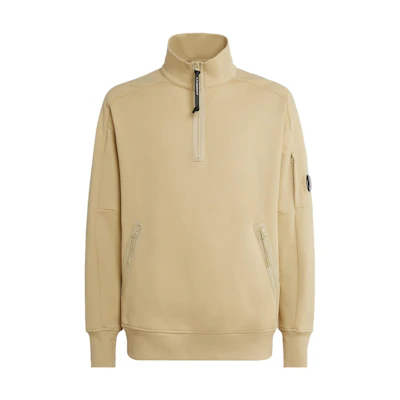 C.P. Company FW23 Solid Ribbed Half-Zip Pullover Sweatshirt Desert Yellow Men 15CMSS081A005086W317