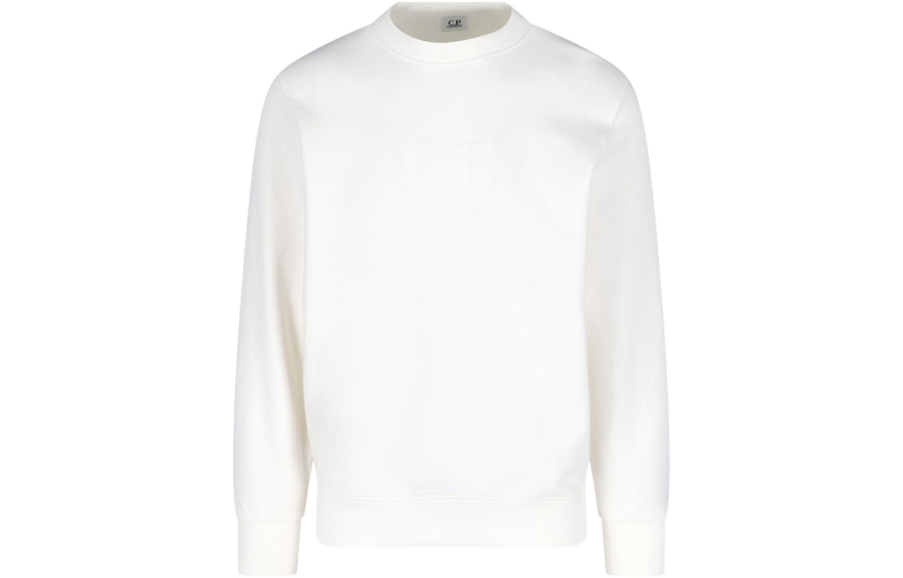 C.P. Company FW23 White Crewneck Long-Sleeve Sweatshirt 15CMSS113A005086W103