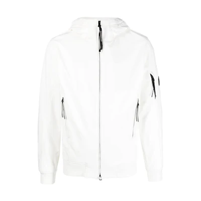 C.P. Company FW23 White Solid Color Hooded Jacket 15CMOW003A006097A103