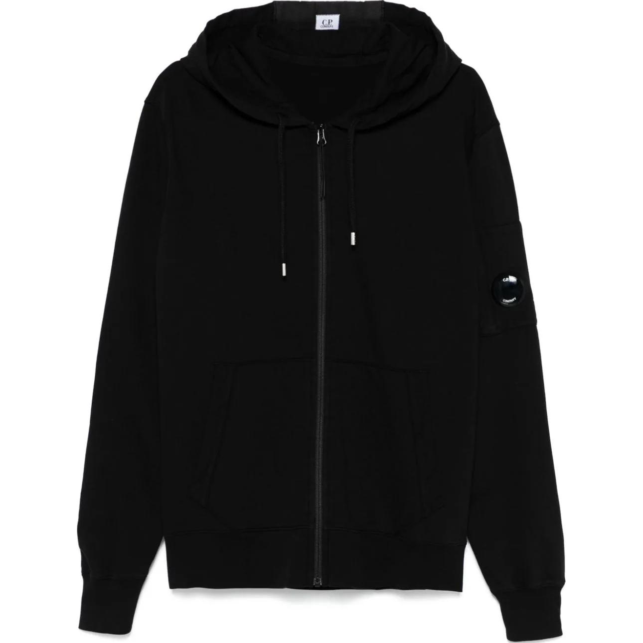 C.P. Company FW24  Black Hooded Zip-Up Sweatshirt CMSS057A002246G999