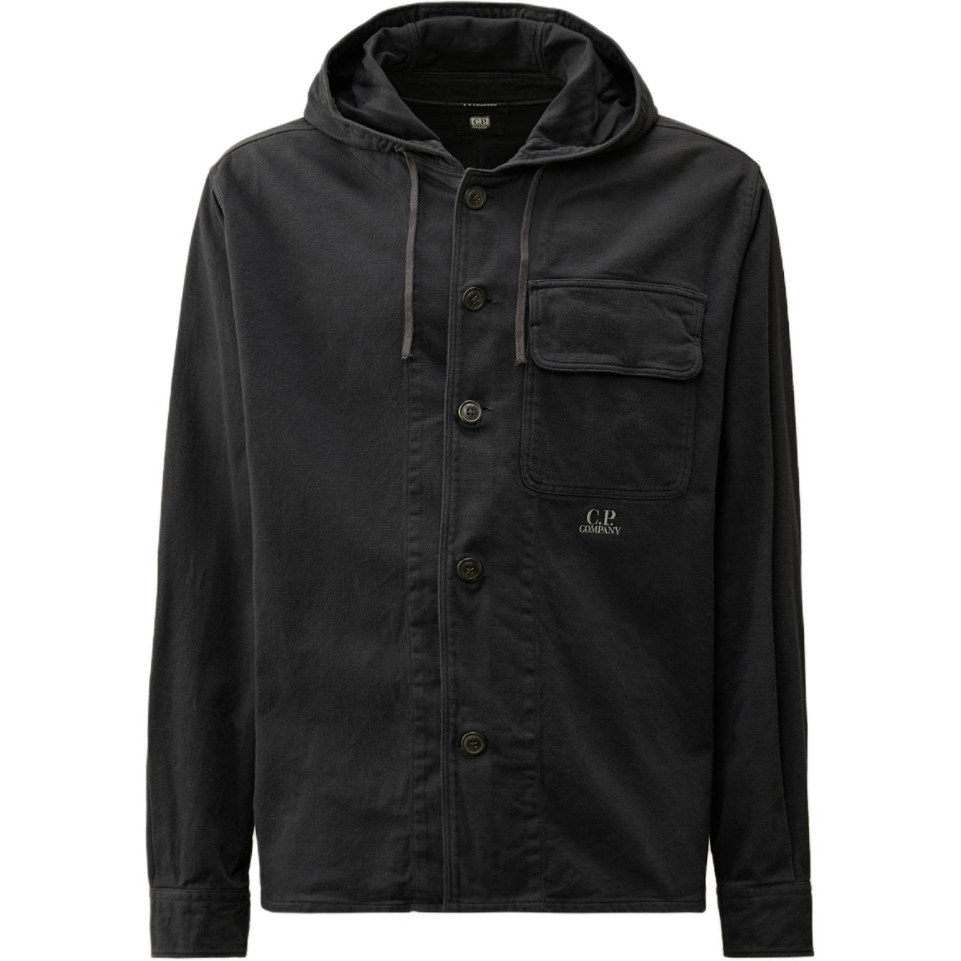 C.P. Company FW24 Black Sand Hooded Jacket with Embroidered Logo CMOS162A110181G995