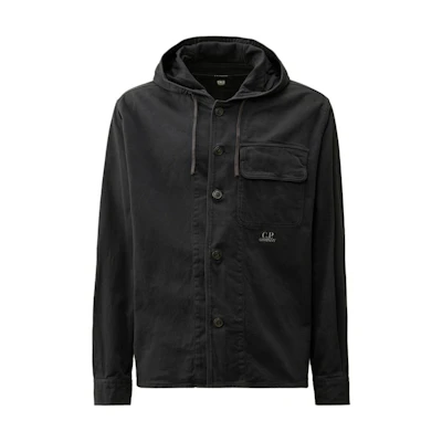 C.P. Company FW24 Black Sand Hooded Jacket with Embroidered Logo CMOS162A110181G995