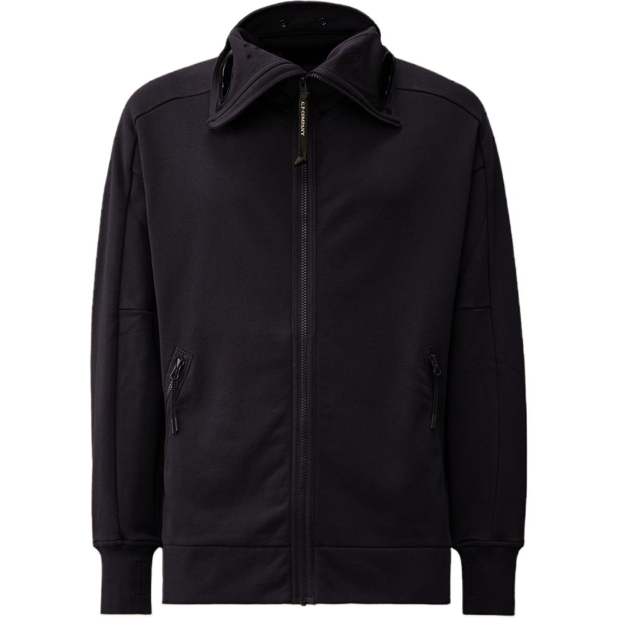 C.P. Company FW24 Blue Zip-Up Hoodie with Ribbed Long Sleeves CMSS141A005086W888