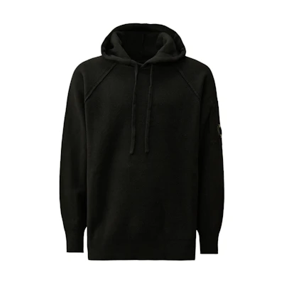 C.P. Company FW24 Goggle Detail Hooded Raglan Sleeve Sweater Men’s Black CMKN149A110149A999