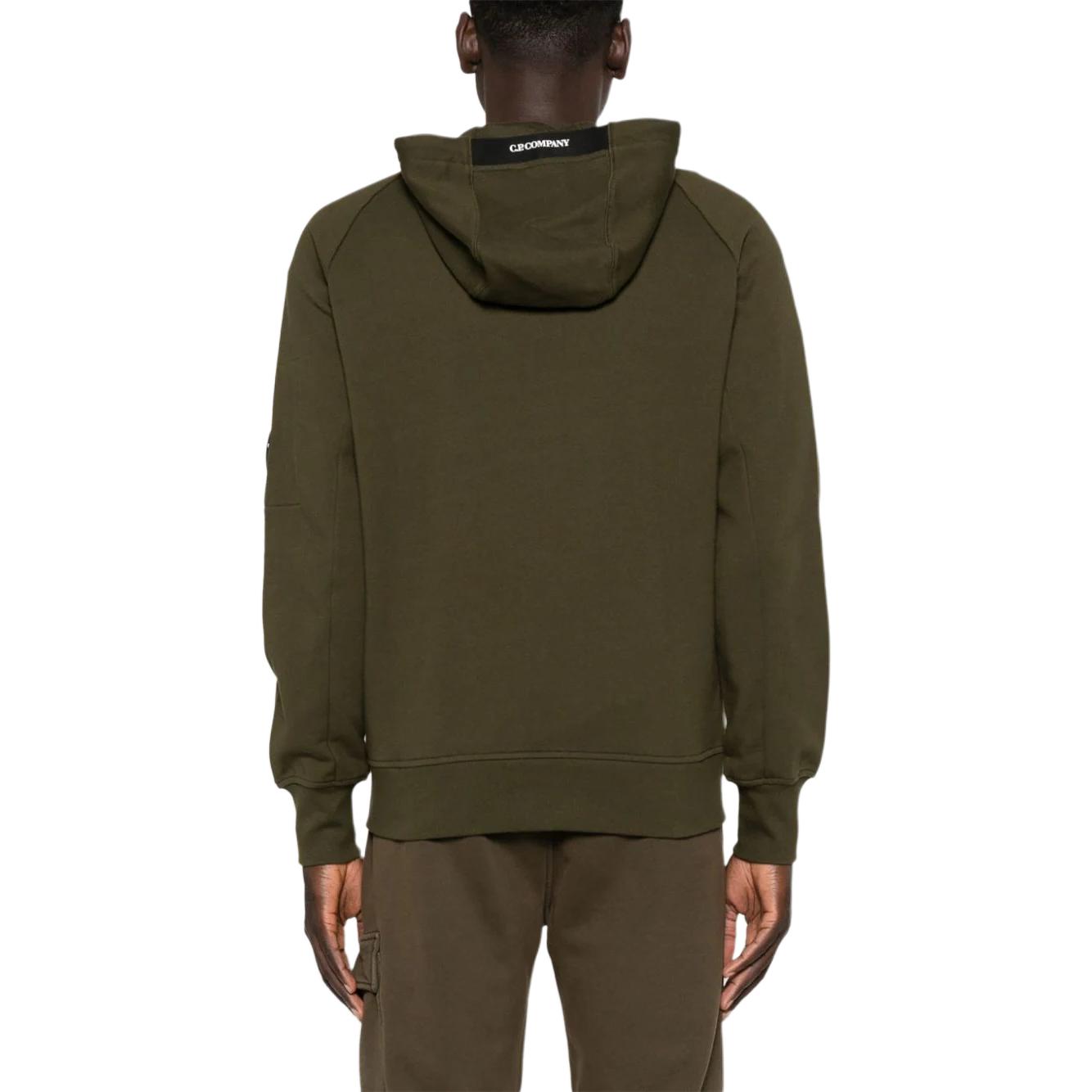 Shop C.P. Company FW24 Hoodie Lensa Detail Ivy Green Logo Sweatshirt. CMSS025A005086W-GREEN