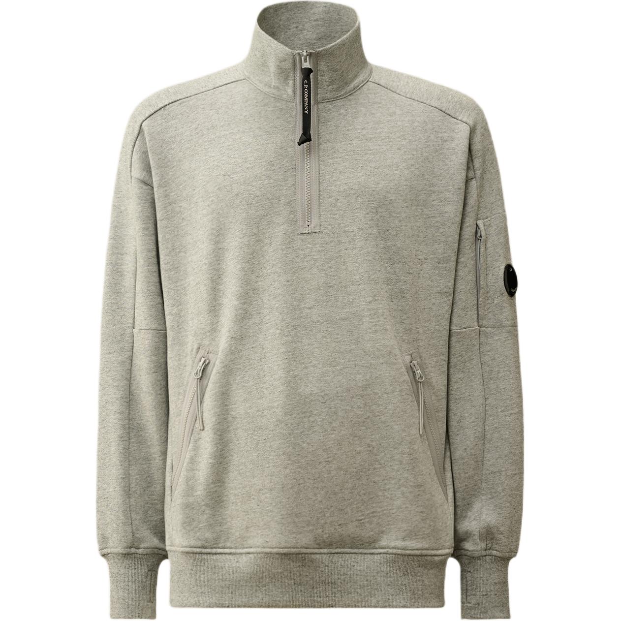 C.P. Company FW24 Lens Detail Ribbed Long-Sleeve Sweatshirt Grey Stone Mix Men CMSS027A005086WM94