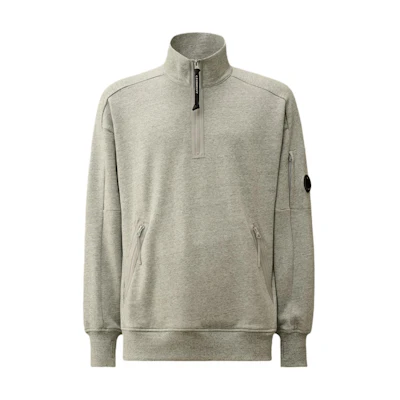 C.P. Company FW24 Lens Detail Ribbed Long-Sleeve Sweatshirt Grey Stone Mix Men CMSS027A005086WM94