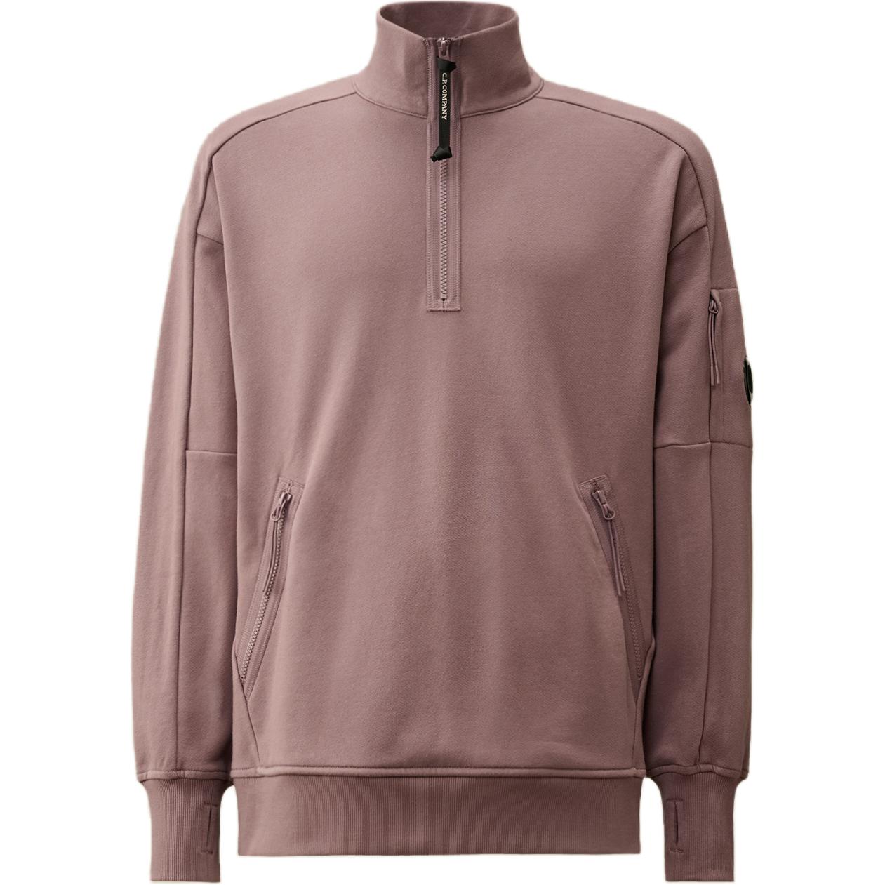 C.P. Company FW24 Lens Detail Ribbed Long Sleeve Sweatshirt Men Purple Dove CMSS027A005086W735