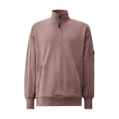 C.P. Company FW24 Lens Detail Ribbed Long Sleeve Sweatshirt Men Purple Dove CMSS027A005086W735