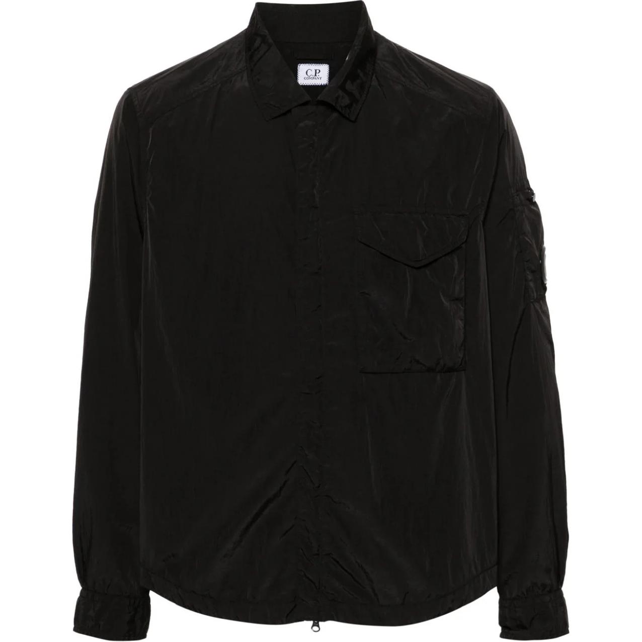 C.P. Company FW24 Lens Detail Straight Zip Long Sleeve Shirt  Black CMOS095A005904G999