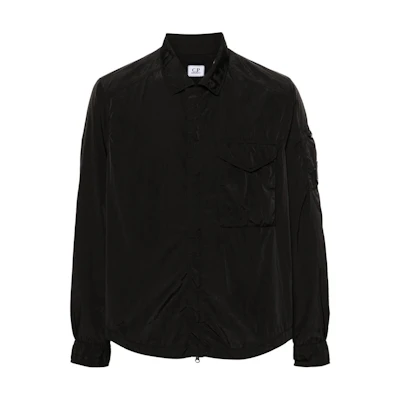 C.P. Company FW24 Lens Detail Straight Zip Long Sleeve Shirt Black CMOS095A005904G999