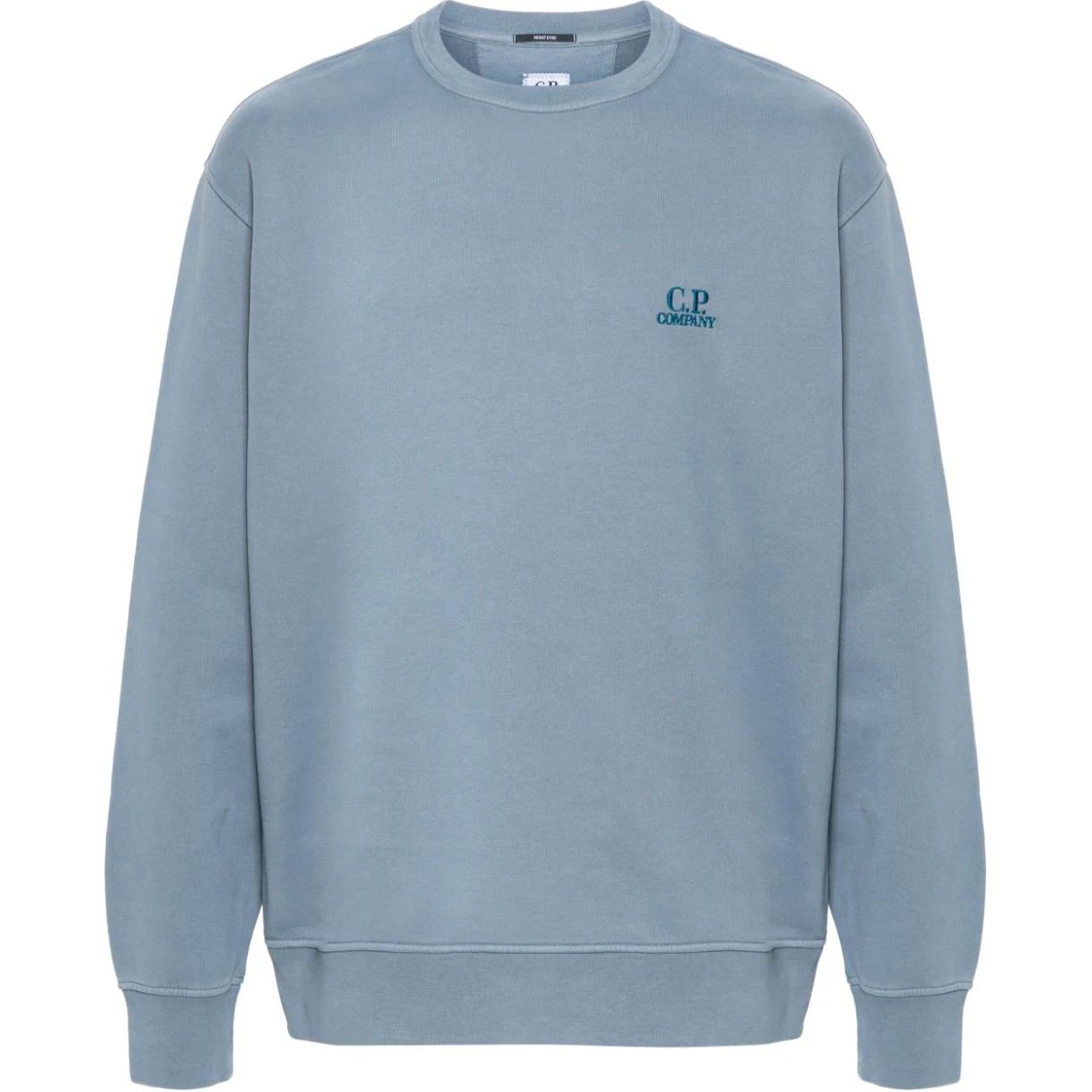 C.P. Company FW24 Logo Embroidered Crewneck Sweatshirt Blue () CMSS060B006372R-BLUE