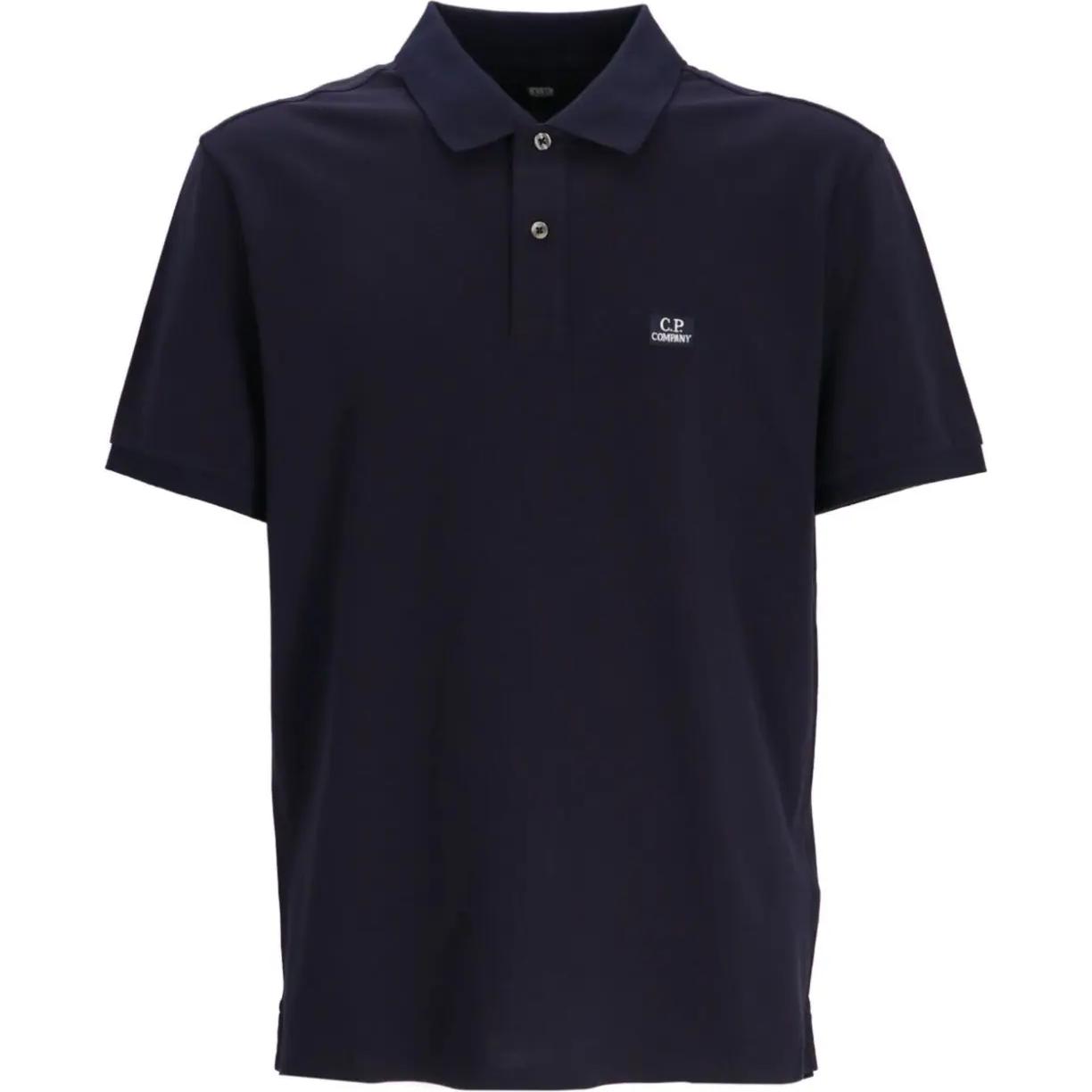 C.P. Company FW24 Midnight Blue Logo Embroidered Slim Polo Shirt. CMPL065A005263W888