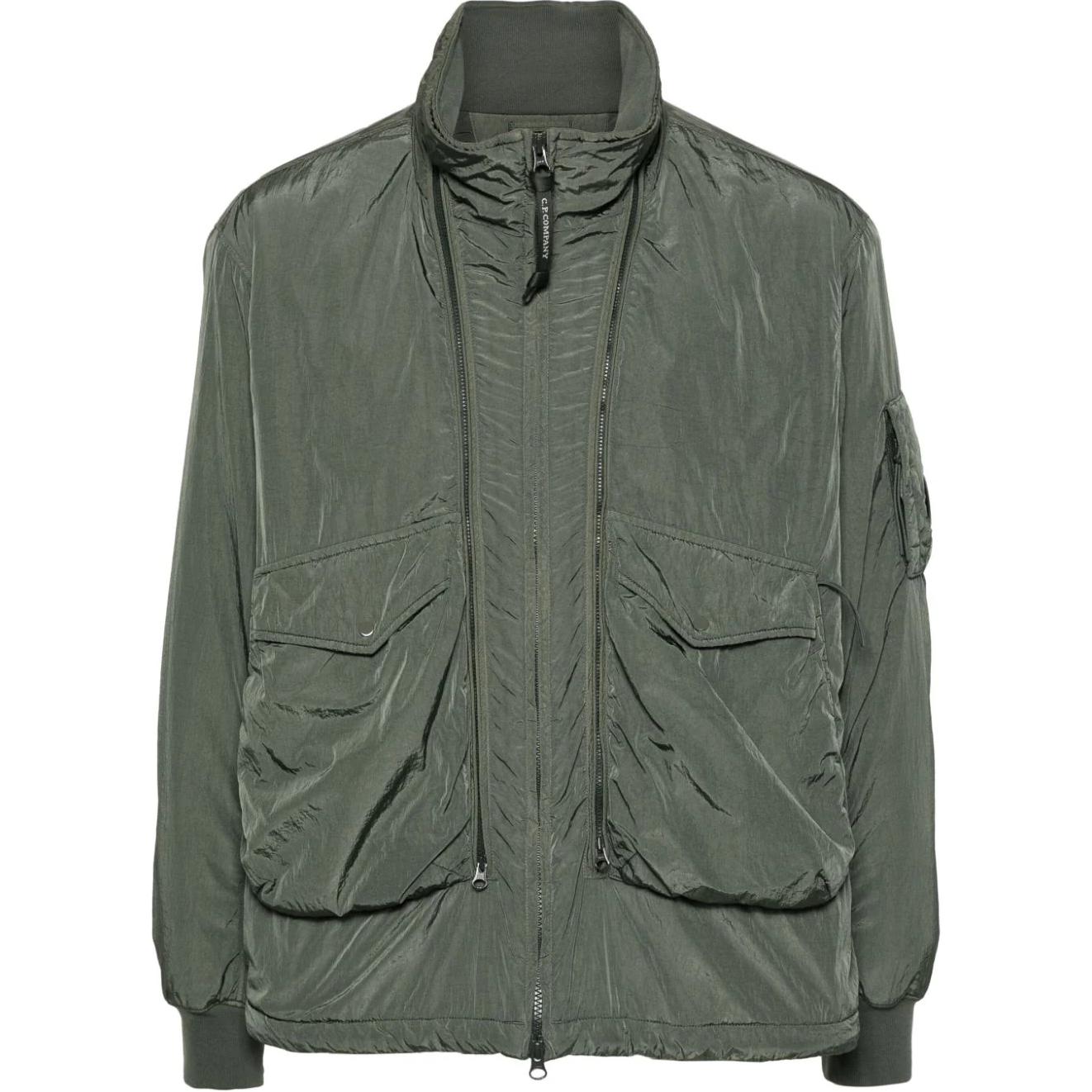 C.P. Company FW24 Olive Green Hooded Lens Detail Zip Jacket CMOW089A005904G-GREEN