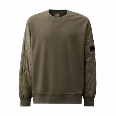 C.P. Company FW24 Quilted Crewneck Oversized Sweatshirt Green () CMSS003A005835M674